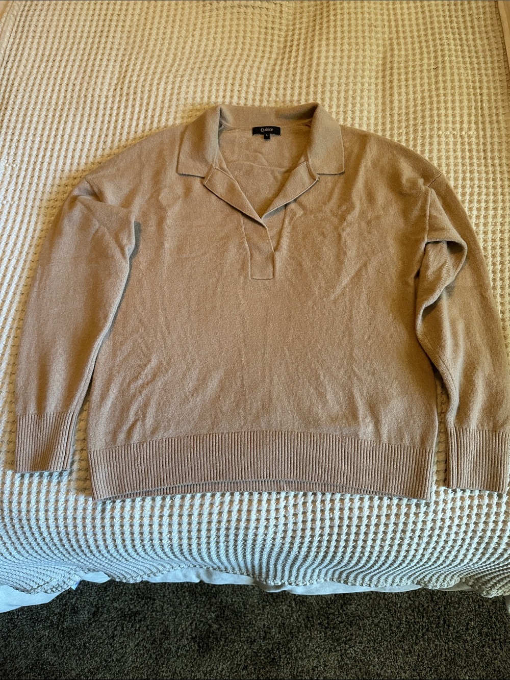 Quince Mongolian cashmere polo sweater size L